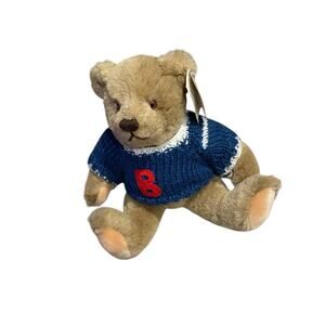 Vtg Gund Bialosky Plush Bear Wearing Blue B Sweater 8” Stuffed Animal 1984 Korea